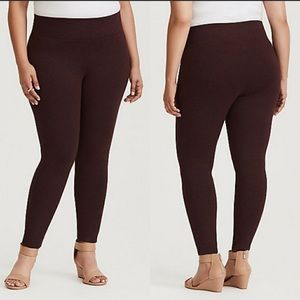 Burgundy Studio ponte stretch pull on pixie pant